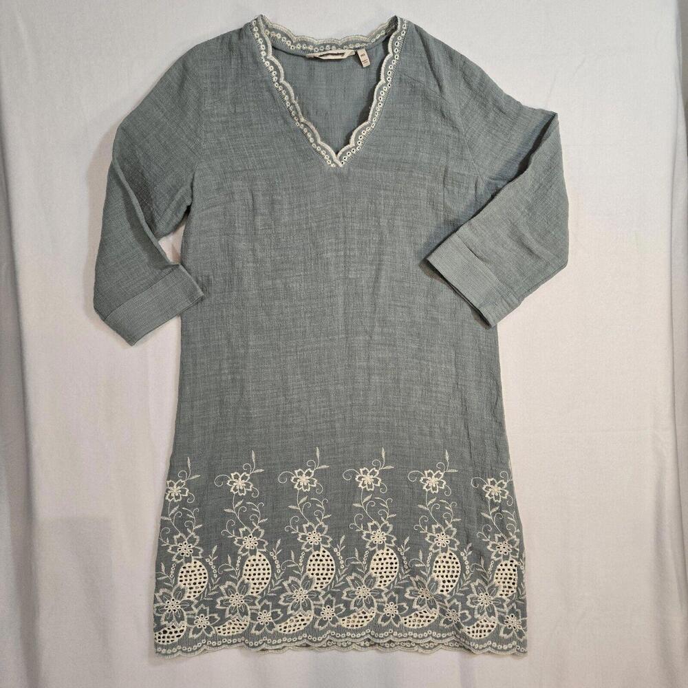 Soft Surroundings Womens Embroidered Shift Dress Size XS Lagenlook Boho
